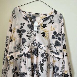 LOFT Plus Floral Peplum Blouse Size 20 NWT Pale Pink